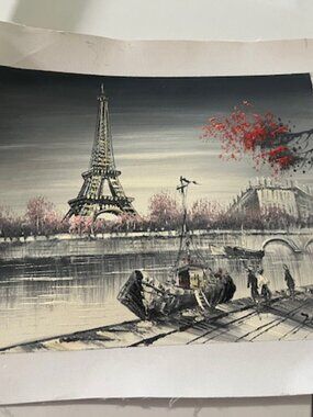 Pretty Paris Painted Wall Canvas - Approx. 18"x12"
